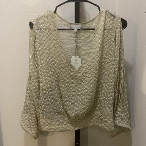 Lucky Brand beaded blouse - NWT Cream material with tan and white beads - Small